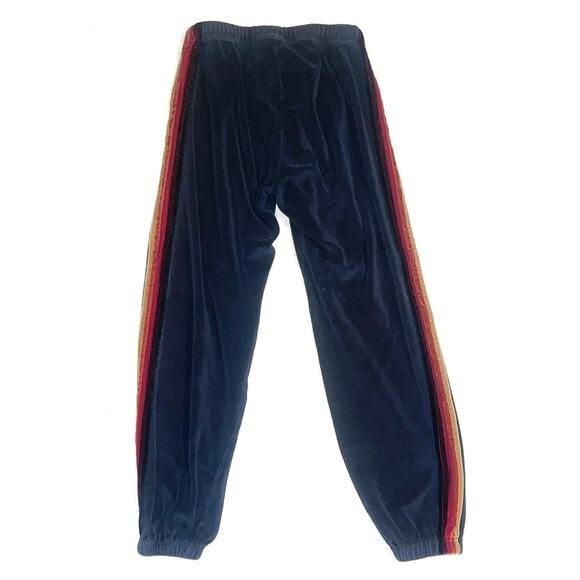 Aviator Nation Classic 5 Stripe Velvet Velour Sweatpants Joggers Medium Blue - Picture 4 of 4